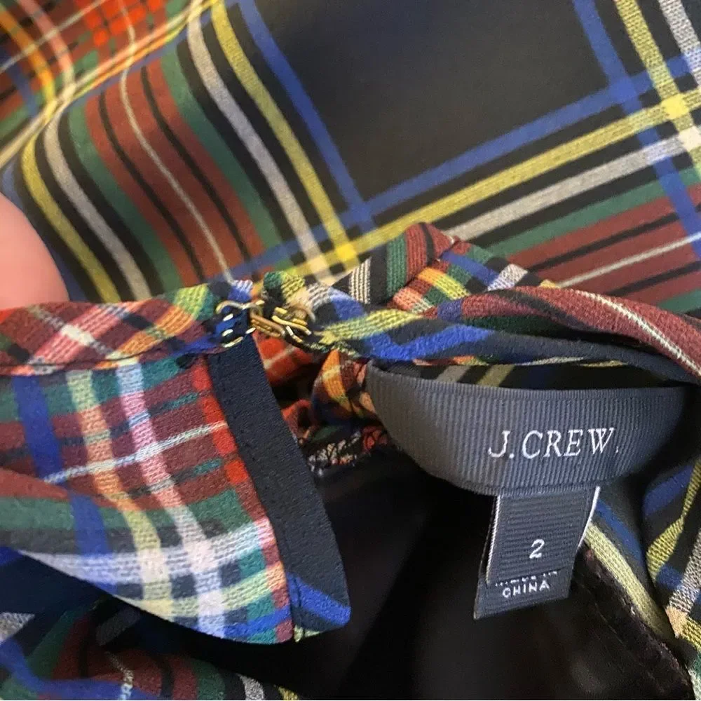 J. Crew Christmas Traditional Plaid Ruffle Blouse
